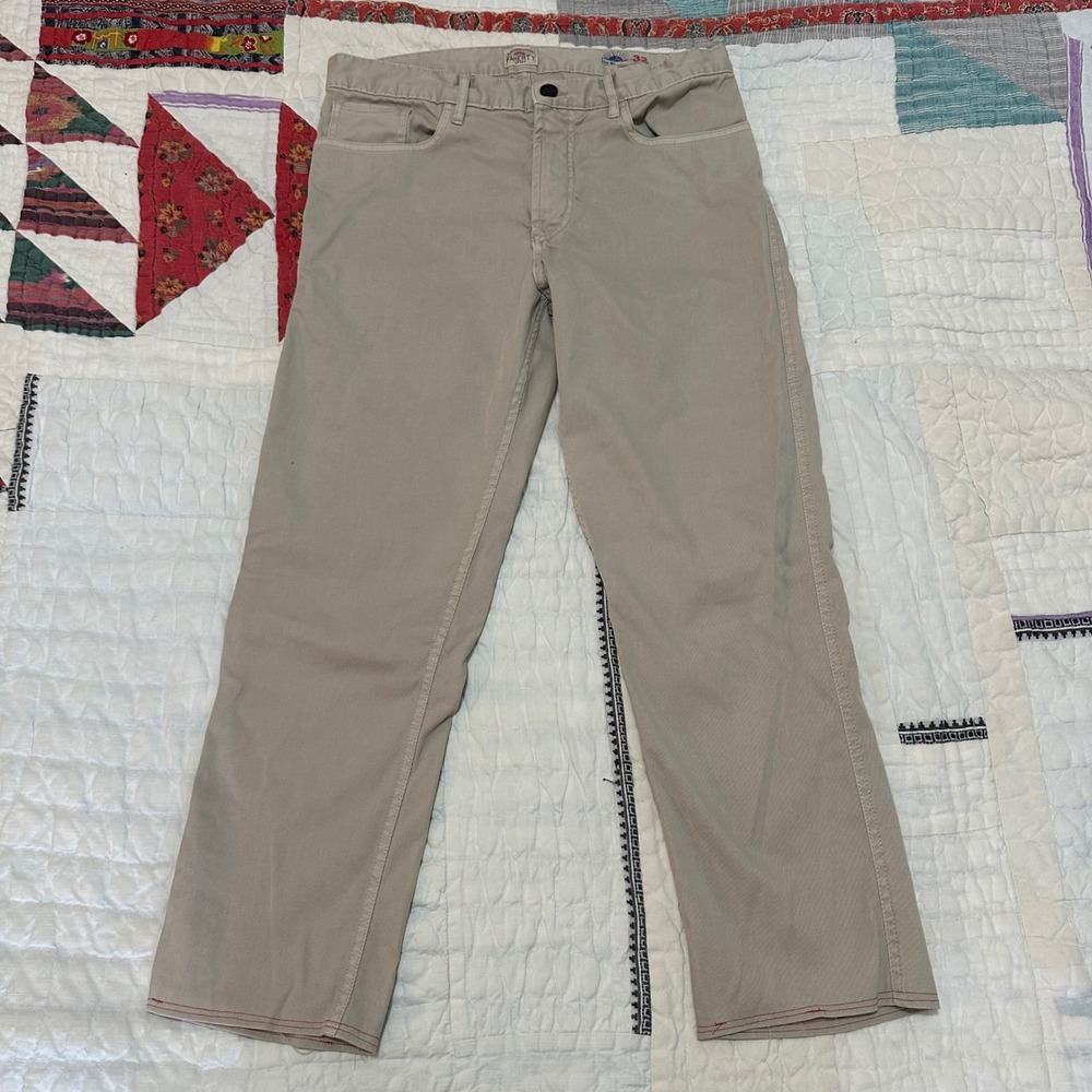 Faherty Brand 5-Pocket Pants Khaki Tan Straight Leg Size 32